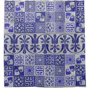 Cortina Para Box Arte Mosaica do Azulejo Quebrado Grego