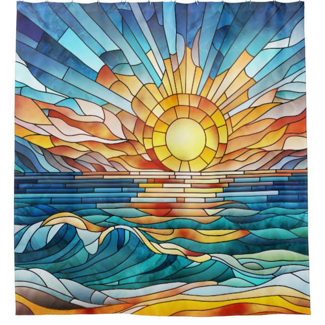 Cortina Para Box Arte mosaica Oceânica Sunset (Frente)