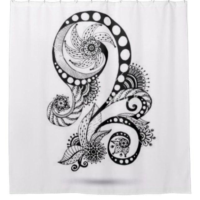 Cortina Para Box Arte negra e branca (Frente)