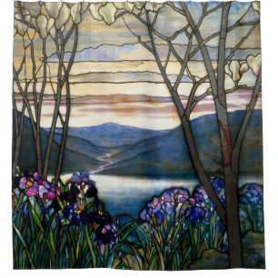Cortina Para Box Arte Nouveau das íris das magnólias do vitral de