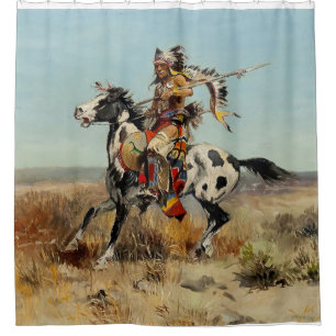 Cortina Para Box Arte Ocidental “Dakota Chief” por Charles M Russel