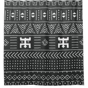 Cortina Para Box Arte Tribal Africana: Preto Geométrico e Branco