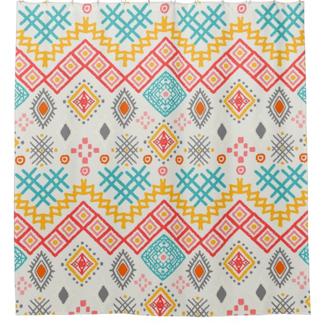 Cortina Para Box Arte tribal: impressão boho geométrico. (Frente)