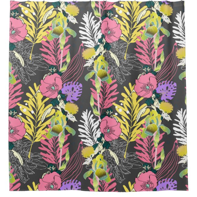 Cortina Para Box Arte Tropical Flor: Padrão Original. (Frente)