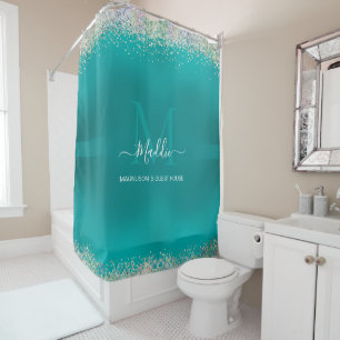 Cortina Para Box Ártico Aqua gliteira glam metal metálico monogra