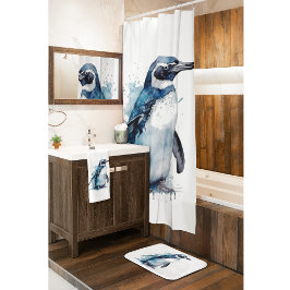 Cortina Para Box Ártico Azure Watercolor Penguin