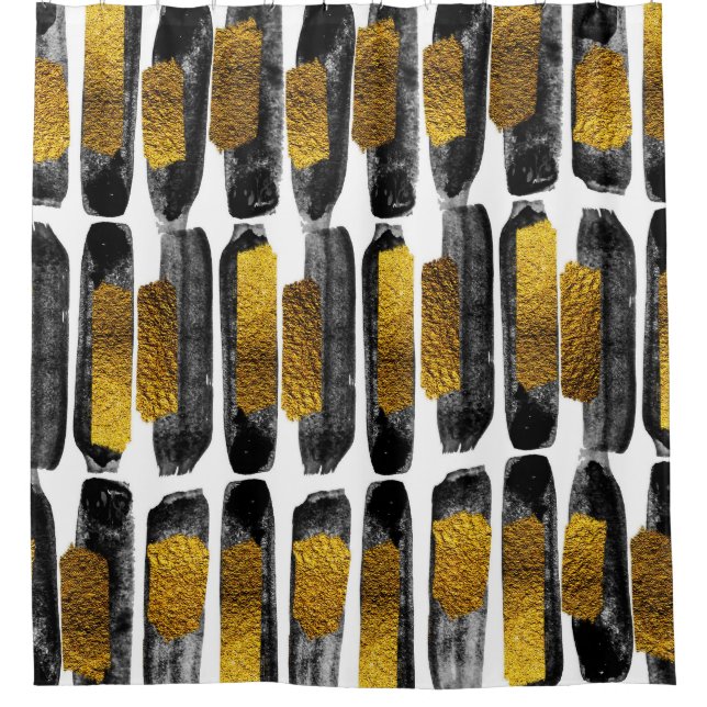 Cortina Para Box Artista dourado: Abstrato preto e Dourado (Frente)