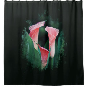Cortina Para Box *~* Artística AR12 Floral Calla Lily Coral Green