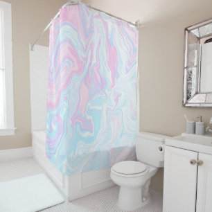 Cortina Para Box Artsy Modern Pink Blue Marble Swirl Padrão