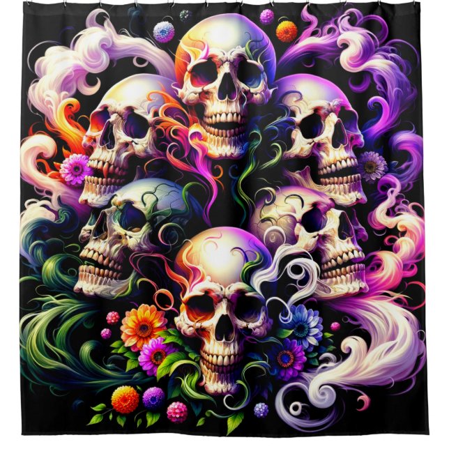 Cortina Para Box Artsy Skull Art (Frente)