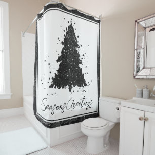 Cortina Para Box Árvore de Natal Moody Espelho Preto Onyx