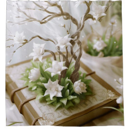 Cortina Para Box Árvore florescente crescendo a partir de um livro