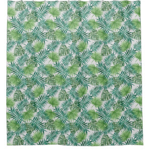 Cortina Para Box Árvore Tropical de Palmeira deixa verde-padrão