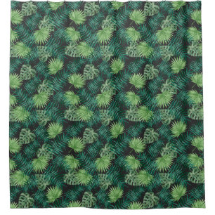 Cortina Para Box Árvore Tropical Palm deixa preto verde padrão