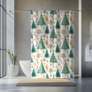 Cortina Para Box Árvores de Natal e Canudos de Açúcar Tendências Co