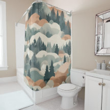 Árvores e Montanhas Projeto Abstrato de Boho