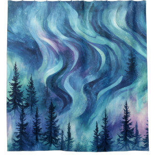 Cortina Para Box Aurora Boreal Floresta Aquarela (6)