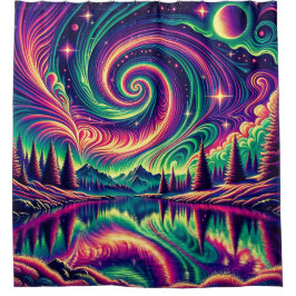 Cortina Para Box "Aurora Borealis Sobre Lago Refletivo"