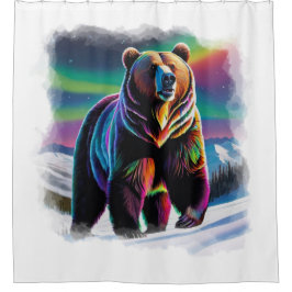Cortina Para Box Aurora & Grizzly Bear Wildlife Design