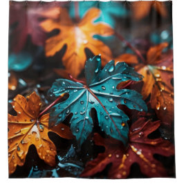Cortina Para Box "Autumn Leaves Symphony:Raindrops on Fall Foliage"