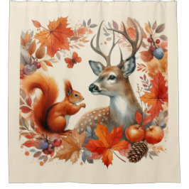 Cortina Para Box Autumn Season Willife and Orange Leaves