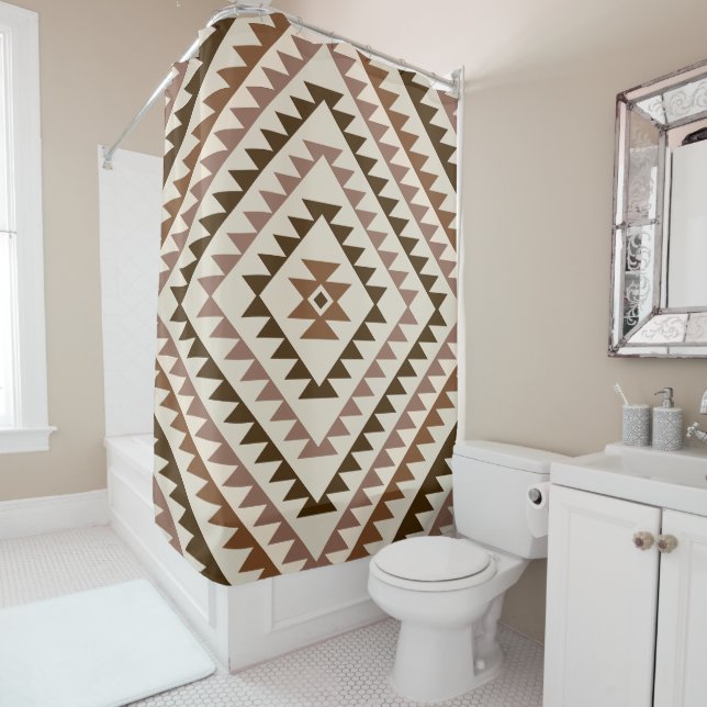 Cortina Para Box Aztec Diamond Motif Design Browns+Cream (In Situ)