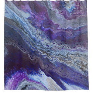Cortina Para Box Azul abstrato moderno, roxo, cinza, branco