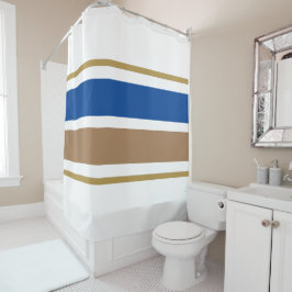 Cortina Para Box Azul Atlético Mocha Marrom Branco Listras de Corri