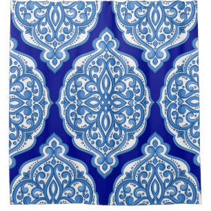 Cortina Para Box Azul-branco-luxo, ornamento turco.