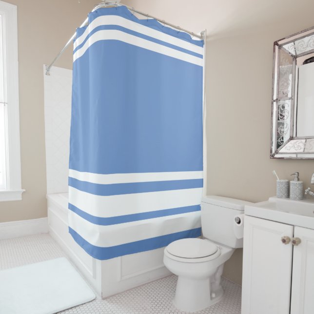 Cortina Para Box Azul Centáurea : Linhas Modernas em Branco (In Situ)