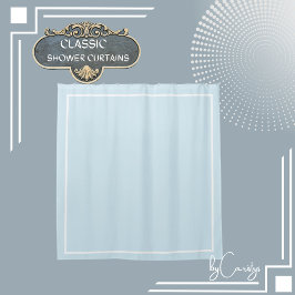 Cortina Para Box Azul-claro com borda branca