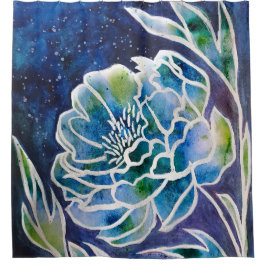 Cortina Para Box Azul Dahlia Marinho Teal Celestial Floral