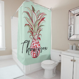 Cortina Para Box Azul de abacaxi agudo brilhante e monograma