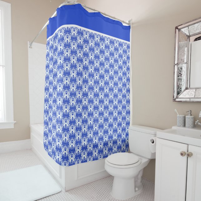 Cortina Para Box Azul e Branco no Estilo Francês Campestre (In Situ)