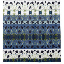 Cortina Para Box Azul E Branco, Padrão Decorativo