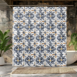 Cortina Para Box Azul e Dourado