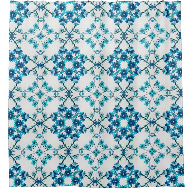 Cortina Para Box Azul Floral Elegante (Frente)