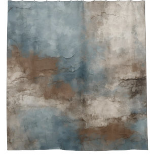Cortina Para Box Azul Fumê Marrom Bege Abstrato Rústico