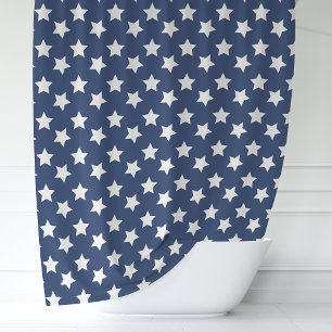 Cortina Para Box Azul Marinho e Estrelas Brancas