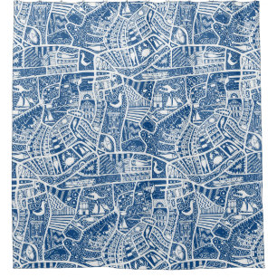 Cortina Para Box azul marinho rural