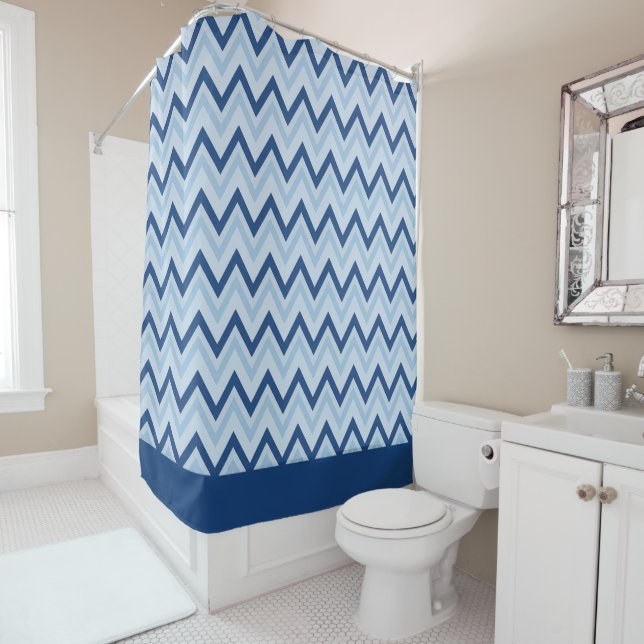 Cortina Para Box Azul Safira Chevron (In Situ)