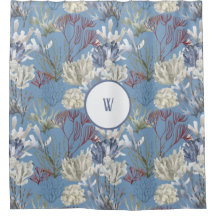 Azul sob o monograma de corais marinhos