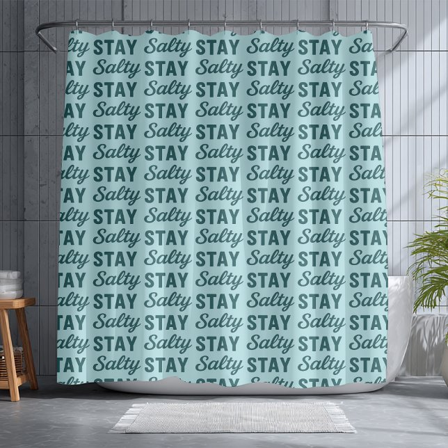 Cortina Para Box Azul Teal Costeiro Fique Salgado Gráfico Decoração (Criador carregado)