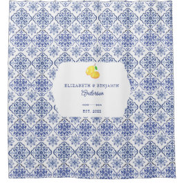 Cortina Para Box Azulejo Azul de Limão Italiano Personalizado Medit