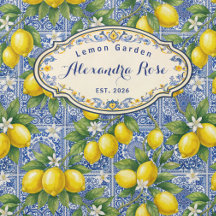 Azulejo Azul Nome Monograma País Francês Limão