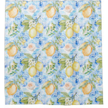 Azulejo Azul País Francês Amarelo Limão Aquarela