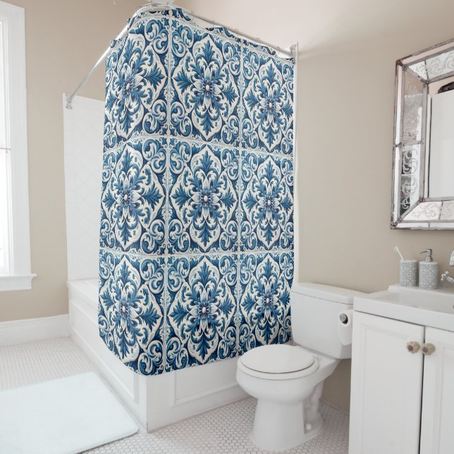 Cortina Para Box Azulejo azul português (In Situ)