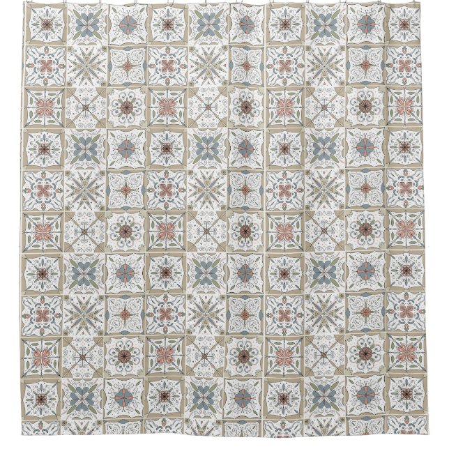 Cortina Para Box Azulejo de Mosaico (Frente)