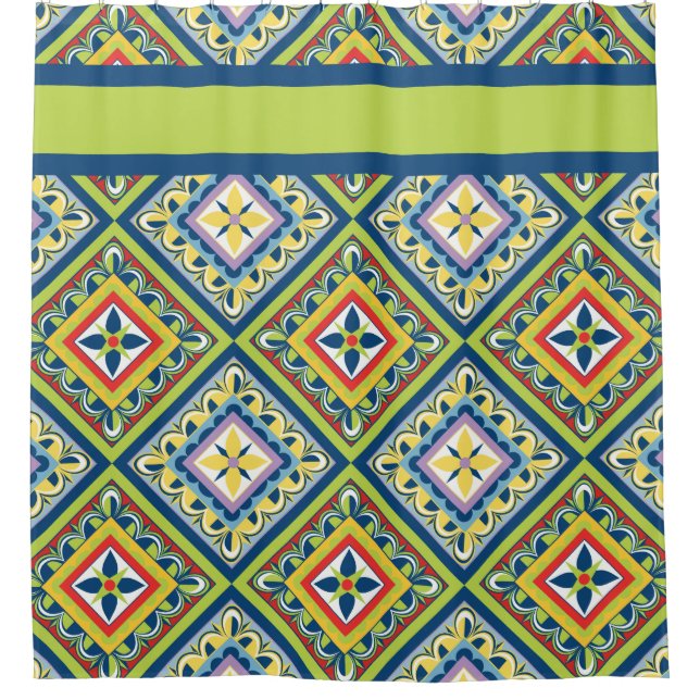 Cortina Para Box Azulejo de Talavera Verde (Frente)
