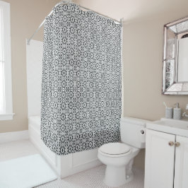 Cortina Para Box Azulejo Estilo Espanhol Preto e Branco